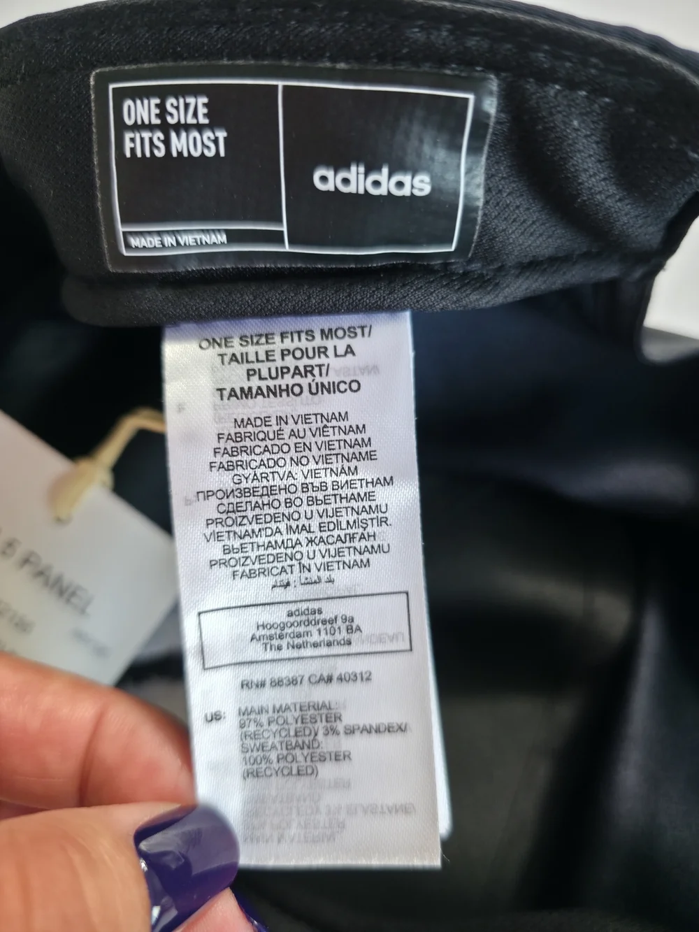 Adidas Black Snapback Hat OSFM Adjustable 5 Panel Cap New With Tags